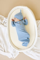 Newborn Bamboo Gown & Hat Set by Little Joy Co. - Front View - Newborn Baby Clothing