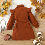 Toddler Solid Color Flutter Sleeve Dress by The Honey and Bro Co. - Detail View