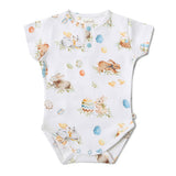 Flopsy Bunnies organic bodysuit back view showing snap closure