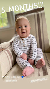 Black Stripe Baby Outfit Set - Top Detail