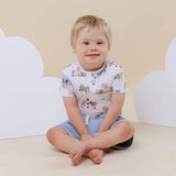 Dragon Organic Cotton Short Sleeve Bodysuit - Dragon Print Detail