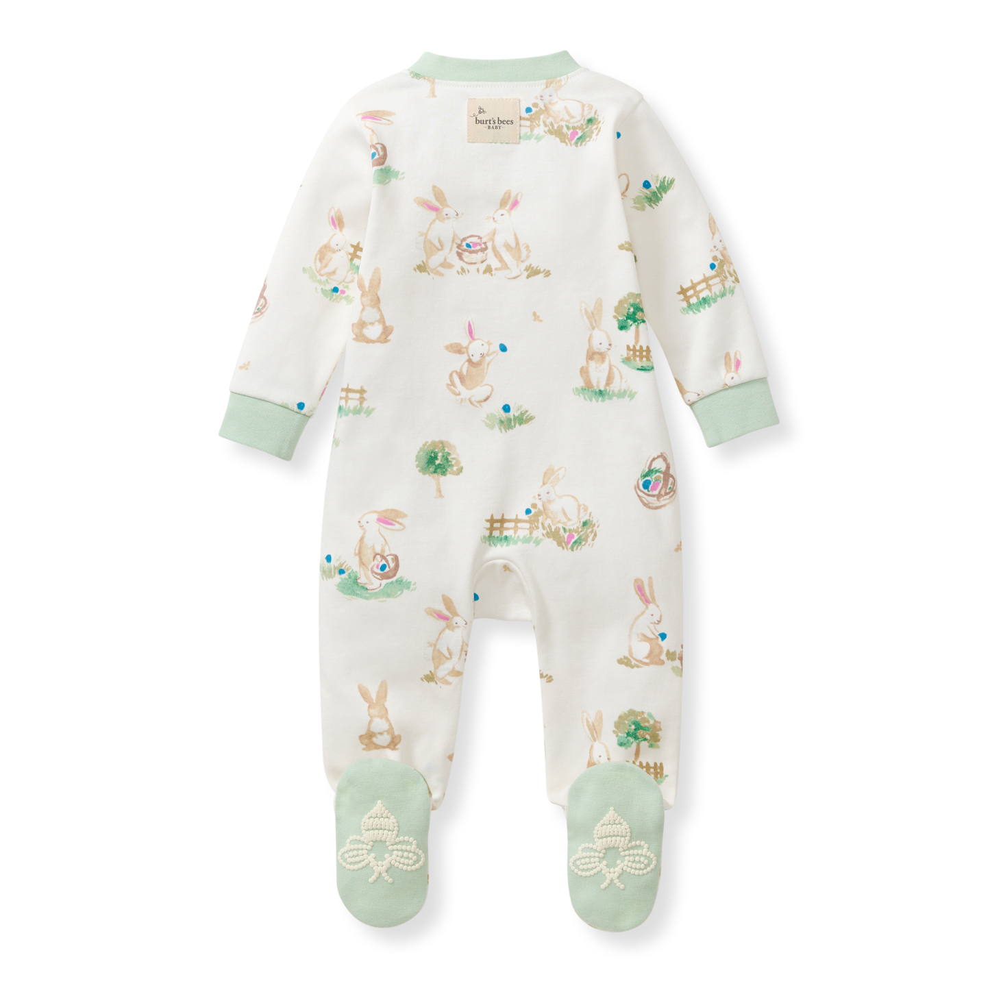 BUNNY EGG HUNT ORGANIC COTTON SLEEPER by Burt's Bees Baby - Back View - Easter Baby Clothing
