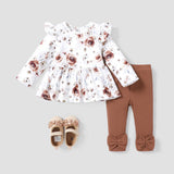 Sweet Big Flower Flutter Sleeve Set by PatPat - Back View