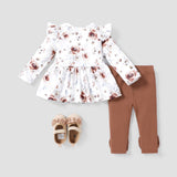 Sweet Big Flower Flutter Sleeve Set by PatPat - On Model Front