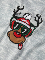 Reindeer Embroidery Striped Baby Romper | Holiday by The Honey and Bro Co. - Back View