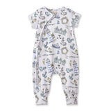 Seashore Baby Zipper Romper – Bamboo with Convertible Cuffs by The Honey and Bro Co. - Detail View