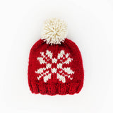 Snowflake Red Beanie Hat for Baby & Kids by Huggalugs - Front View