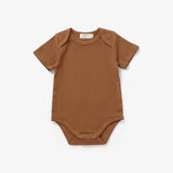 Organic Cotton Bodysuit - The Bobbi | Burnt Umber - Front View - Mimi & Me Organic Baby Clothing