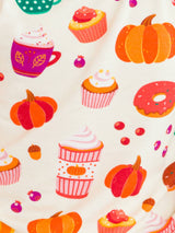 SoftSnooze™ Toddler Bamboo Viscose Fall Treats Ruffle Long Sleeve Pajama Set with Signature Rear Ruffles by RuffleButts + RuggedButts - Fabric Detail