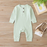 Unisex Ribbed Button-Up Jumpsuit by The Honey and Bro Co. - Back View