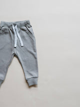 Toddler Stone Gray Drawstring Relaxed Joggers by Orcas Lucille - Side View