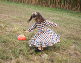 Fall Vintage Plaid Ruffle Swing Dress by Marie Nicole Clothing - Flat Lay