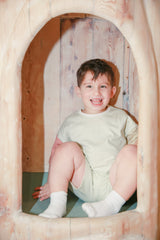 Color Block Organic Cotton Boy Tee & Shorts Set by The Honey and Bro Co. - Back View