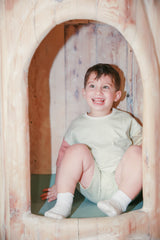 Color Block Organic Cotton Boy Tee & Shorts Set by The Honey and Bro Co. - Back View