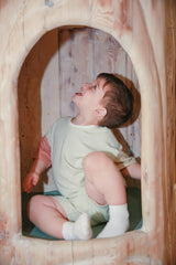 Color Block Organic Cotton Boy Tee & Shorts Set by The Honey and Bro Co. - Back View