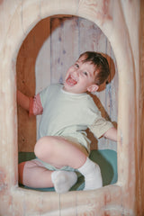 Color Block Organic Cotton Boy Tee & Shorts Set by The Honey and Bro Co. - Back View