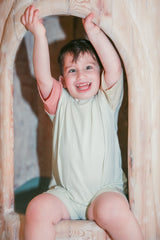 Color Block Organic Cotton Boy Tee & Shorts Set by The Honey and Bro Co. - Back View