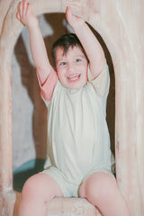 Color Block Organic Cotton Boy Tee & Shorts Set by The Honey and Bro Co. - Back View