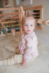 Flower Cardigan Sweater | Blush Pink by The Honey and Bro Co. - Back View