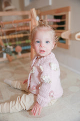 Flower Cardigan Sweater | Blush Pink - Baby & Toddler Clothing | The Honey and Bro Co