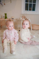 Flower Cardigan Sweater | Blush Pink by The Honey and Bro Co. - Back View