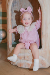 Purple Lace Collar Sister Set - Romper & Dress - Baby & Toddler Clothing | The Honey and Bro Co