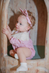 Purple Lace Collar Sister Set - Romper & Dress by The Honey and Bro Co. - Back View