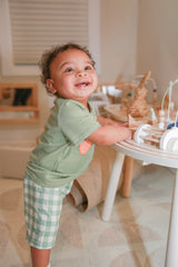 Gingham Carrot Patch Embroidered Boy Shorts Set by The Honey and Bro Co. - Detail View