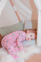 Sunny Bunnies Bamboo Two-Piece Pajama Set by The Honey and Bro Co. - Lifestyle View