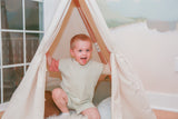 Color Block Organic Cotton Boy Tee & Shorts Set by The Honey and Bro Co. - Back View