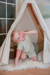 Color Block Organic Cotton Boy Tee & Shorts Set by The Honey and Bro Co. - Back View