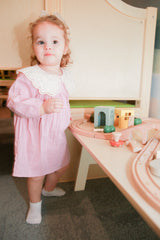 Purple Lace Collar Sister Set - Romper & Dress by The Honey and Bro Co. - Back View