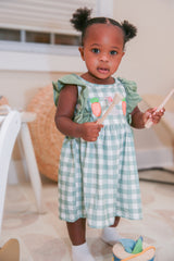 Gingham Carrot Patch Embroidered Baby Girl Dress by The Honey and Bro Co. - Detail View