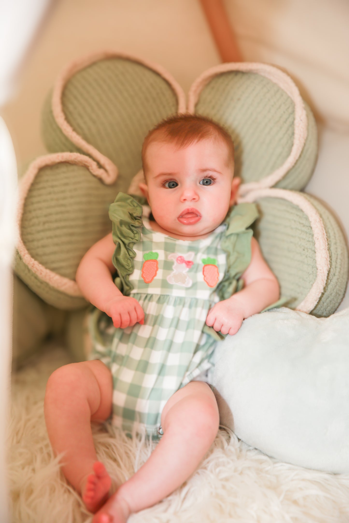 Gingham Carrot Patch Embroidered Bubble Romper - Baby & Toddler Clothing | The Honey and Bro Co