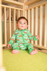 Easter Bunny Race Bamboo Zippy Pajamas by The Honey and Bro Co. - Front View