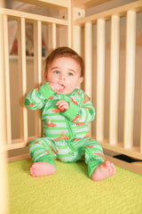 Easter Bunny Race Bamboo Zippy Pajamas by The Honey and Bro Co. - Detail View