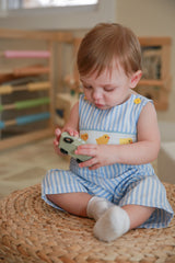 Blue Baby Chick Embroidery Boy Romper 3M-18M by The Honey and Bro Co. - Back View