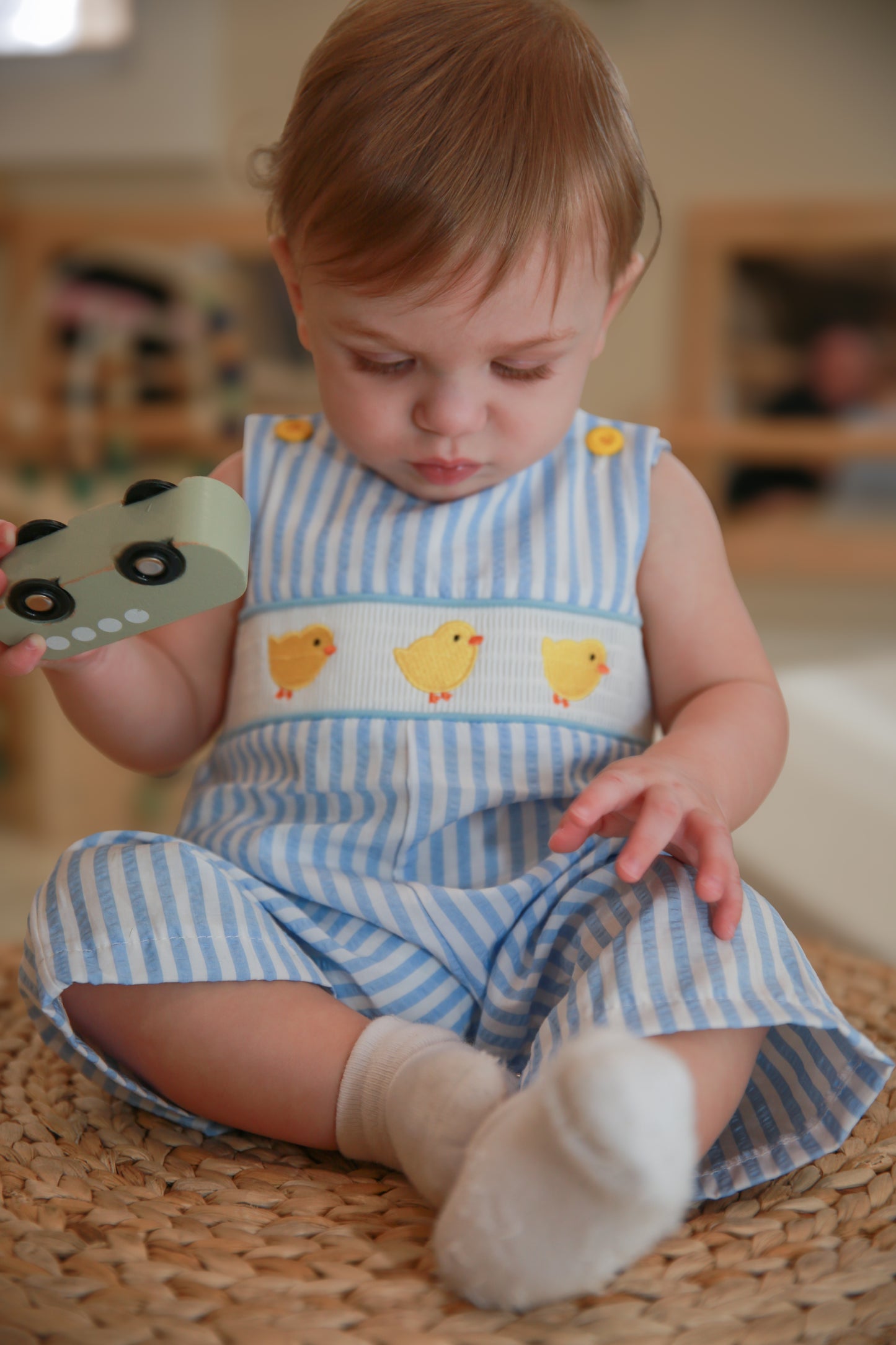 Blue Baby Chick Embroidery Boy Romper 3M-18M - Baby & Toddler Clothing | The Honey and Bro Co