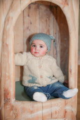 Bunny Cardigan Surf Blue | Baby & Toddler by The Honey and Bro Co. - Back View