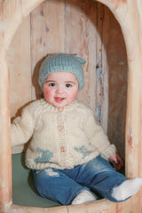 Bunny Cardigan Surf Blue | Baby & Toddler by The Honey and Bro Co. - Back View