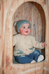 Bunny Cardigan Surf Blue | Baby & Toddler by The Honey and Bro Co. - Back View