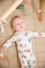 Dragon Organic Cotton Growsuit Zippy Romper | Baby Sleeper by The Honey and Bro Co. - Detail View