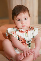 Rosebud Organic Cotton Frill Bodysuit | Baby Girl by The Honey and Bro Co. - Detail View