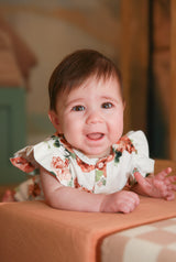 Rosebud Organic Cotton Frill Bodysuit | Baby Girl by The Honey and Bro Co. - Back View