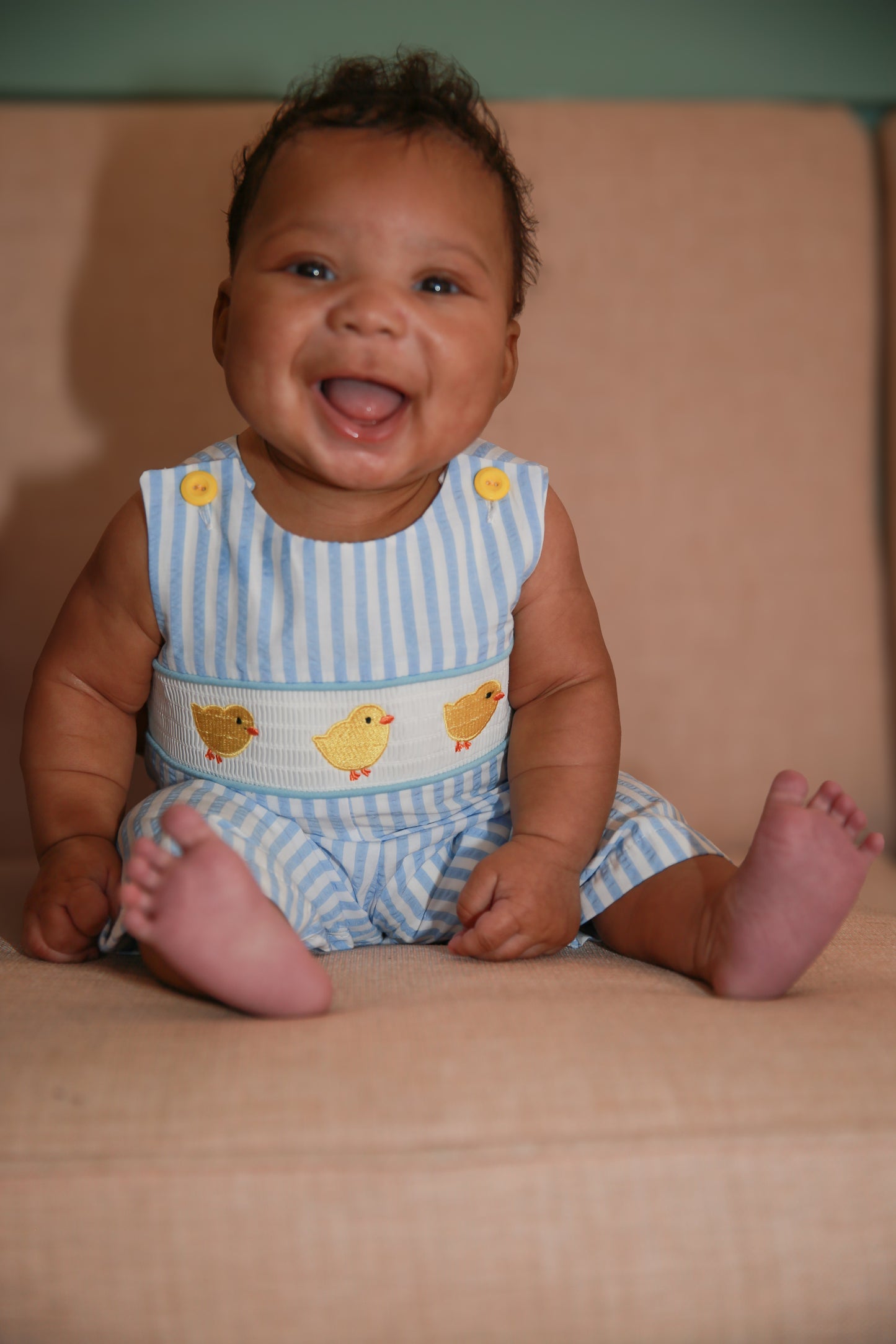 Blue Baby Chick Embroidery Boy Romper 3M-18M - Baby & Toddler Clothing | The Honey and Bro Co