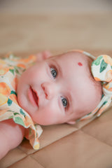 Sunny Citrus Organic Cotton Frill Bodysuit | Baby Girl by The Honey and Bro Co. - Back View