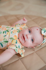 Sunny Citrus Organic Cotton Frill Bodysuit | Baby Girl by The Honey and Bro Co. - Back View