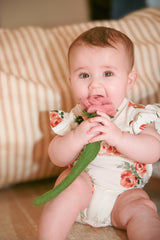 Rosebud Organic Cotton Frill Bodysuit | Baby Girl by The Honey and Bro Co. - Back View