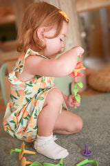 Citrus Squeeze Organic Cotton Short Sleeve Dress | Baby Girl by The Honey and Bro Co. - Back View