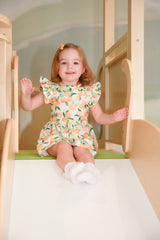 Citrus Squeeze Organic Cotton Short Sleeve Dress | Baby Girl by The Honey and Bro Co. - Front View